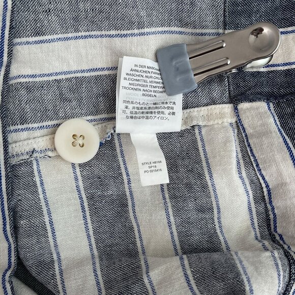 Madewell Stripe Play Button Back Dress Linen Cotton Transatlantic Blue Women M - Picture 12 of 16